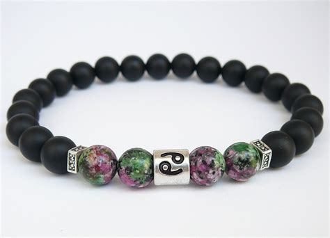 Cancer Bracelets Cancer Zodiac Bracelet Mens Womens July Birthstone Ruby Bracelet Man Horoscope ...