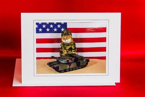 US Army Cat-Combat Cat Note Card-Blank Photography Cat