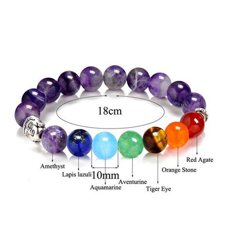 Gorgeous 10mm Semi-Precious Stone 7 Chakra Bracelet with Buddha Charm | Chakra bracelet, Chakra ...