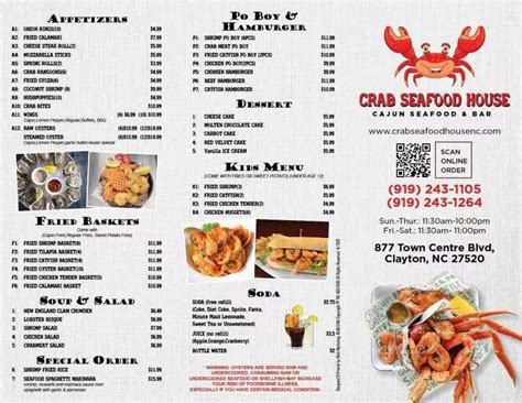 Online Menu of Crab Seafood House, Clayton, NC