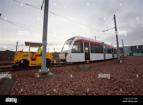 Edinburgh Trams at the Gogar tram depot Stock Photo - Alamy