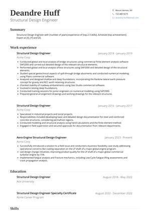 Structural Design Engineer Resume Examples and Templates