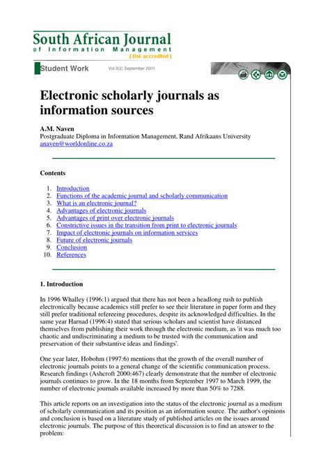 (PDF) Electronic scholarly journals as information sources