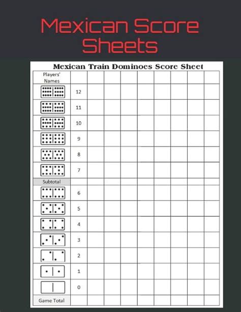 Mexican Train Score Sheet Printable