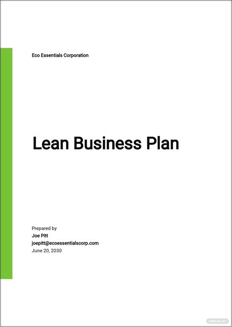 Free Lean Business Plan Template Word - Resume Example Gallery