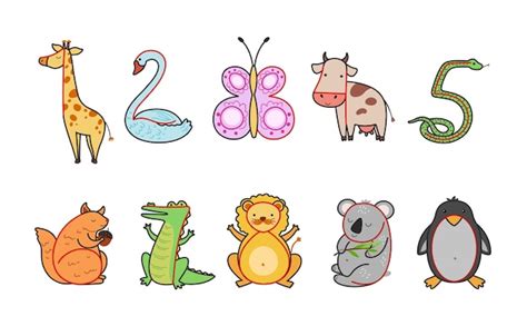 Premium Vector | Draw animal from digit Learn to count write numbers and draw zoo animals ...