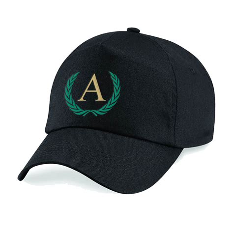 Embroidered Adults Black Cap with Laurel Initial Design - Personalised ...