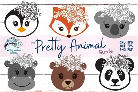 Pretty Animal SVG Bundle | Floral Animal Mandala Cut Files