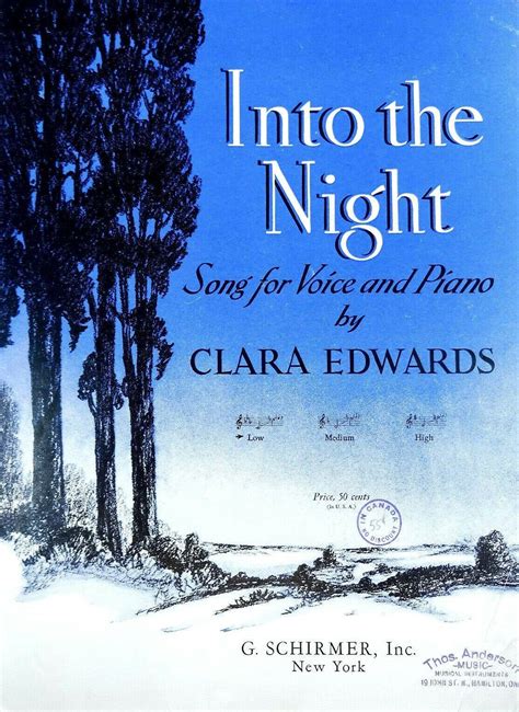 Into the Night Song for Low Voice and Piano Clara Edwards | Etsy Canada | Songs, Vintage sheet ...