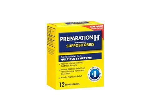 Preparation H Hemorrhoidal Suppositories, 12 count Ingredients and Reviews