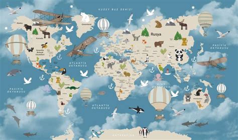 Animals World Map for Kids Wallpaper Background Design 182241813 - Wallpaper & Carpets Distributors