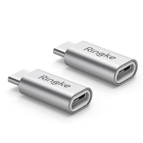 Ringke MicroUSB to Type C Port Adapter Micro USB Female to USB C Male Aluminum Converter [2-Pack ...