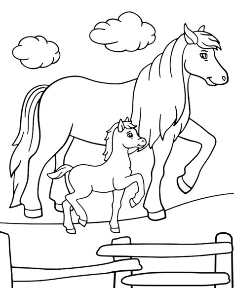 Dwa konie kolorowanka dla dzieci Horse Coloring Books, Farm Animal Coloring Pages, Baby Coloring ...