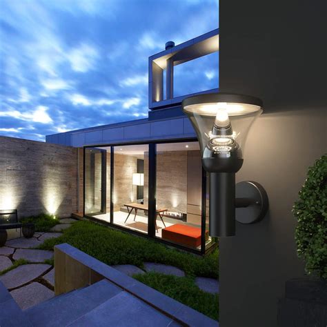 NBHANYUAN Lighting® Outside Light Outdoor LED Wall Light Black Finish Stainless Steel External ...