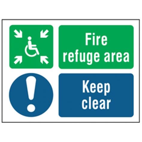 Fire refuge area, keep clear safety Sign. - Disabled Guidance ...