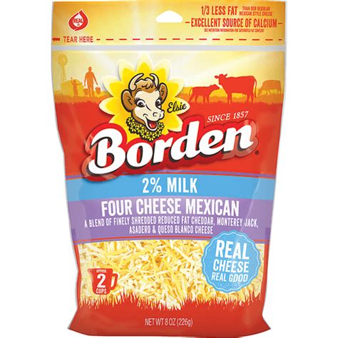 Borden® Finely Shredded 2% Milk Four Cheese Mexican 8 oz. Bag | Cheddar | Matherne's Market