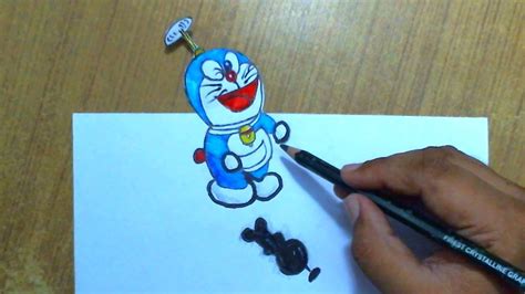 3D Doraemon drawing | 3D Art Drawing | How to Draw Doraemon | 3D ...