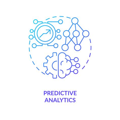 Predictive analytics blue gradient concept icon. AI technology benefit ...