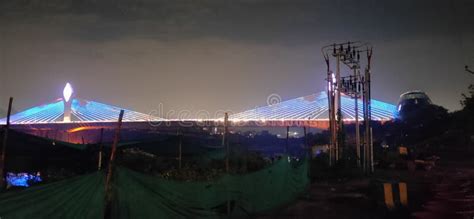 Hyderabad cable bridge editorial stock photo. Image of streetlight - 207220223