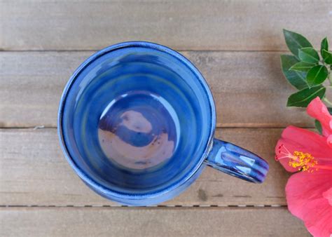 Blue Ceramic Mug 8 Oz Ceramic Coffee Cup Tea Cup Ceramic - Etsy