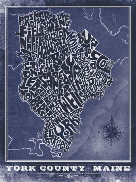 York County Maine Type Map - Etsy