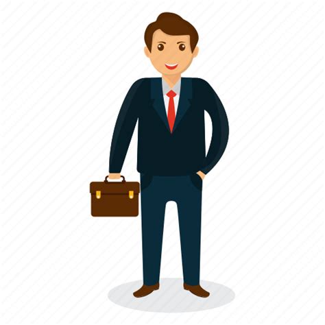 Businessman mascot, businessman with briefcase, cartoon character, happy businessman ...