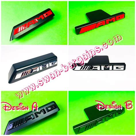 Mercedes Benz Various Designs Chrome Glossy Red Black Finish AMG Logo ...