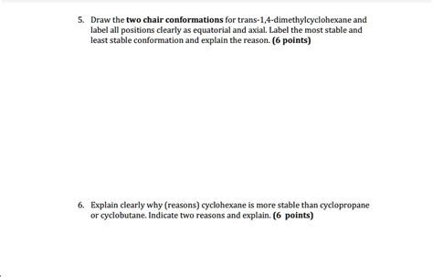 SOLVED: Draw the two chair conformations for trans-1,4 ...