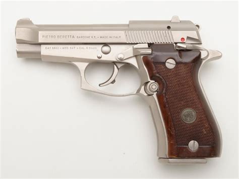 Beretta Model 84F DA semi-auto pistol, 9mm short cal., 3-3/4” barrel, satin finish, checkered wood m