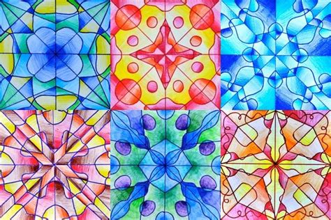 Drawings in radial symmetry | Symmetry art, Elementary art projects ...