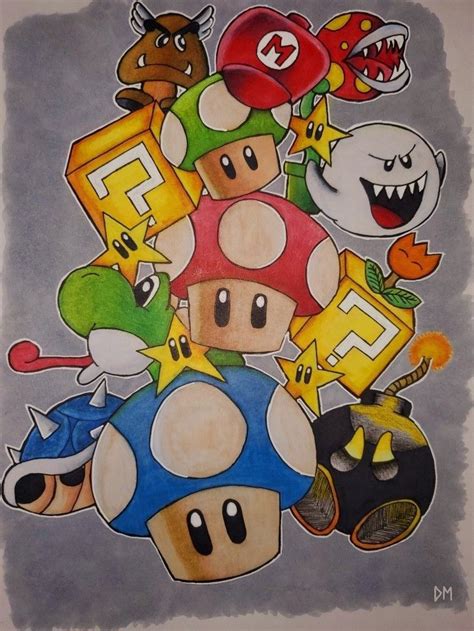 Super Mario Collage Drawing