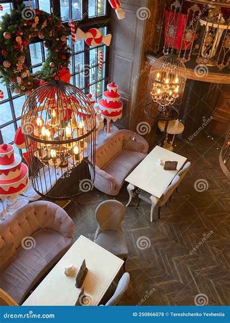 Cafe and Restaurant with Decorated for Christmas Stock Photo - Image of street, restaurant ...