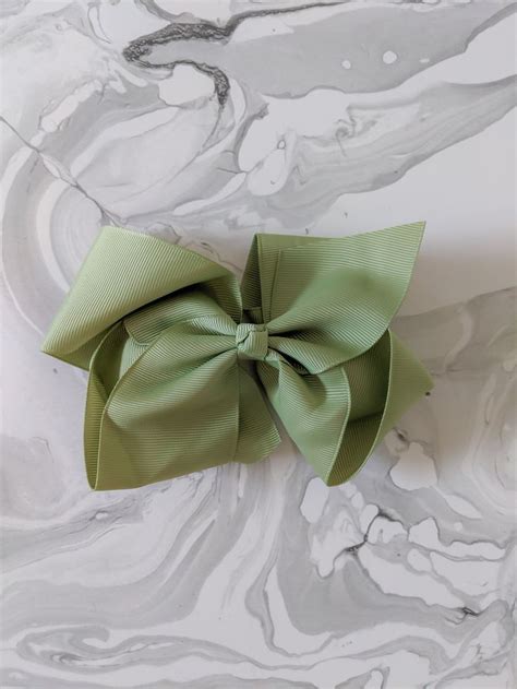 Sage Green 6 Inch Ribbon Hair Bow $5.95 #kidsfashion #kidshair #hair #hairaccessories #dance # ...