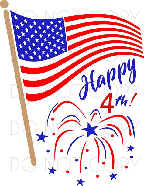 Happy 4th Flag and Fireworks SVG Print - Sewing Divine