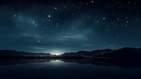 Premium Photo | A starry night sky over a lake wallpaper background