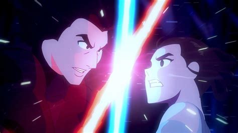 Rey and Finn vs. Kylo Ren Lightsaber Battle Gets Animated in Star Wars ...