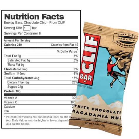 Clif Bar Nutrition Facts Chocolate Chip | Blog Dandk