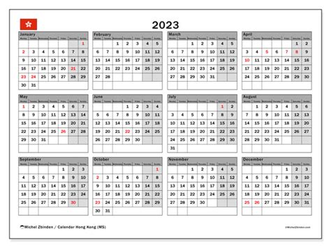 2023 printable calendar “35MS” - Michel Zbinden HK