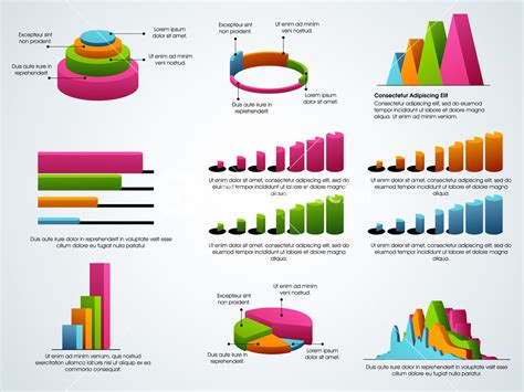 Creative colorful Business Infographic elements including pie chart, graph, statistical bar etc ...