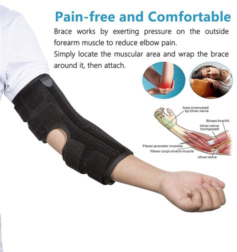 Adjustable Elbow Brace for Cubital Tunnel Syndrome - Medium Size, Immobilizer Support for Ulnar ...