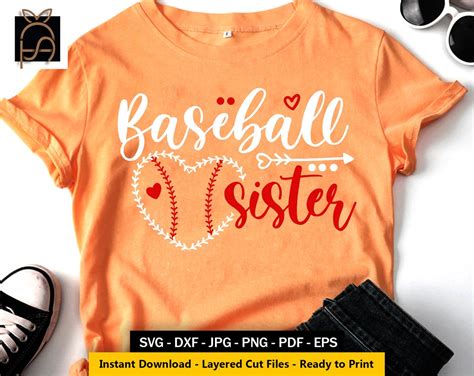 Baseball Sister SVG Baseball Svg Heart Svgsilhouettecricut | Etsy