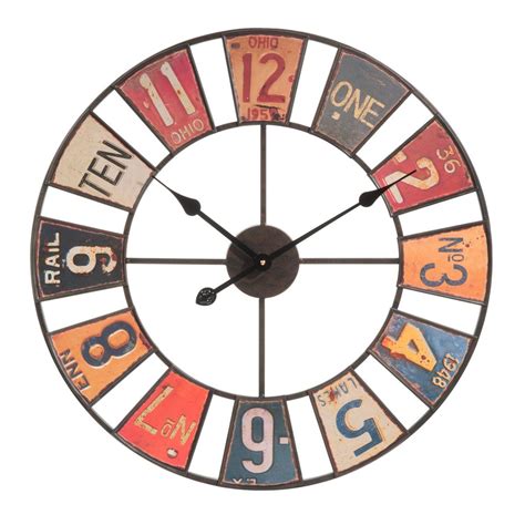 Maison du monde Ambiance vintage ou indutrielle Horloge en métal multicolore D 60 cm AMERICAN ...