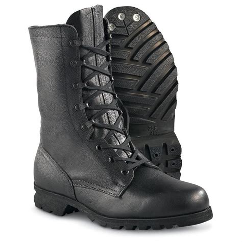 Men's New Czech Military Leather Boots, Black - 133810, Combat ...