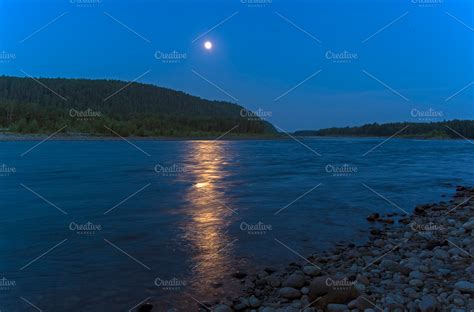 River under the moonlight ~ Nature Photos ~ Creative Market