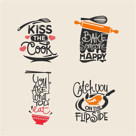 Set of cooking quotes label, typography and lettering vector 690142 ...