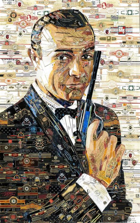 James Bond cigar art band collage Collage by Alex Gashunin | Saatchi Art