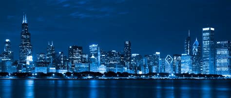 Chicago Skyline At Night Free Stock Photo - Public Domain Pictures