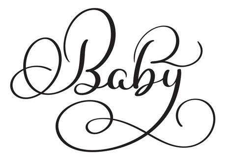 Baby word on white background. Hand drawn Calligraphy lettering Vector ...