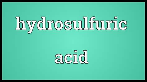 Hydrosulfuric acid Meaning - YouTube