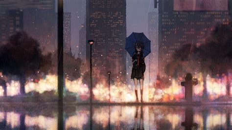 2560x1440 Anime Girl Rain Umbrella 1440P Resolution HD 4k Wallpapers, Images, Backgrounds ...